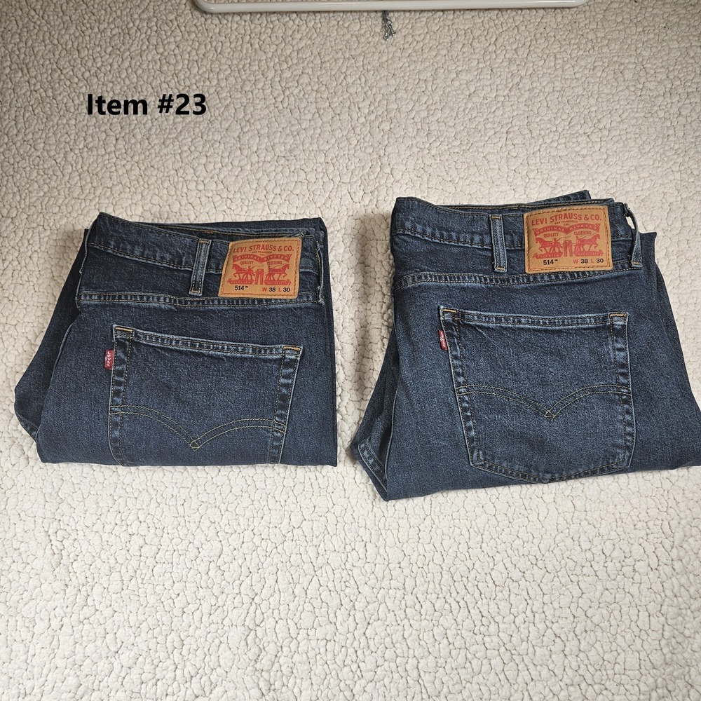 Mens Levis 514 Straight Fit Jeans Dark Wash Blue Denim 38x30 Lot of 2 - Picture 14 of 14